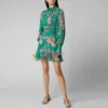 Robes décontractées de base élégant arc à manches longues vert robes florales pour les femmes piste concepteur Mini femme en mousseline de soie 240302