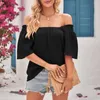 Women's Blouses Tee Shirt Fashion Summer Ruffle Top Comfortable Blouse Off Shoulder Girl Clothing