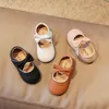 Baby Girls Princess Shoes Soft Leather Bowknot Cute Children Autumn Shoes 21-30 Toddler Light Comfy Solid Color Kids Flat Shoes 240219