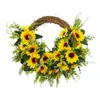 Decorative Flowers Sunflower Wreath Farmhouse Sign For Front Door Home Housewarming Gift