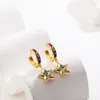 Dangle Earrings Trend Multicolour Crystal Gold Color Metal Star Drop Women Shiny Cubic Zirconia CZ Tiny Circle Hoops Huggie Ear Buckle