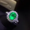 Luxury allnatural emerald 15 carat gem ring S925 Silver plated 18 karat gold female bead engagement Party 240229