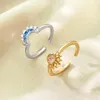 Bagues de cluster Vintage Shiney Blue Crystal Moon Sun assorti pour femmes hommes 2024 tendance empilable ouvert réglable bague couple bijoux bague