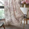 Cortinas Boho de algodão e linho com borla, painéis de cortina floral de fazenda, semi blackout, estilo country para sala de estar, TJ7072