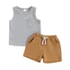 Kledingsets 0-3Y Baby Jongens Casual Shorts Mouwloze tanktop met elastische taille Korte broek Outfits Zomer Peuter Kinderkleding