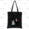 أكياس التسوق Gilmore Girls Cartoon Graphic Coffee Harajuku Style Print Ladies Cashual Counder Black Tote Bag Printed Canvas حقيبة يد