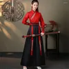 Palco desgaste roupas chinesas antigo hanfu quimono preto branco e vermelho vestidos bordados artes marciais dança trajes de dramatização