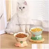 Cat Bowls & Feeders Supplies Cat Gradient Ceramic Bowl Elevated Pet Food Water Feeders Tilted Puppy Dogs Drinking Eating Drop Delivery Dhf1N