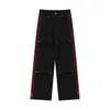 American workwear pants, trendy brand pleated paratrooper pants, men's and women's buttoned wide leg casual pants