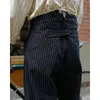 Mänbyxor Stripe Fashion Business Long Pants Belt Design Slim Suit Wedding Party Male Spring S3XL 240228