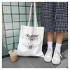 Shoppingväskor kawaii söt personlighet tecknad väska handväska axel duk stor kapacitet söt rolig