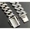 925 Sterling Silver 10-18mm Hip Hop Cuban Free Fire Moissanite Diamond 2 Rows Necklace Link Chain