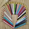 Partihandel 22 färger Big Diamond Crystal Pen Gem Ballpoint Pennor Ring Wedding Metal Ballpen Kawaii Magical Pen Fashion School Supplies ZZ