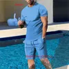 Summer Streetwear Men Tracksuit Set Solid Color T Shirt Set Sweatshirt Jogging Short Sleeve Suit Kläder Menskläder 240219