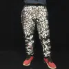 Pants Male Hip Hop Dance Cargo Pants Purple Blue Silver Laser Mirror Loose Trousers Nightclub Singer Dancer Stage Sequins Casual Pants