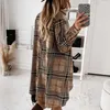 Basic Casual Dresses Casual Dresses Women Elegant Plaid Buttons Irregular Party Lady Turn-Down Collar Shirt Loose Mini Vestido 240302