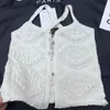 2024 여름 여자 브랜드 티셔츠 조끼 스트랩리스 최고의 패션 브랜드 자수 섹시한 흑백 조끼 캐주얼 슬리빙 조끼 탑 럭셔리 셔츠