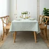 Nappe de Table en coton et lin à carreaux gris et vert, épaisse, Pure, petite grille carrée