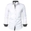 Camisas masculinas Mens Tops Moda Diária Lapela Manga Longa Bolinhas Poliéster Regular Ligeiro Estiramento