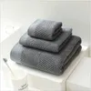 Toalha 3 pçs algodão banho cor sólida rosto toalhas jacquard absorvente de secagem rápida toalha de banho chuveiro praia cobertor