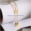 AnyNecklace Steel T Classic Blue Oil Drop Lock Miłość Do podwójnej warstwy Naszyjnik dla kobiet 18K Gold Sweet Collar Downin Dhrnn