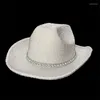 Bérets Chapeau de cowboy léger et brillant de type occidental, chapeaux à paillettes, accessoire en feutre Fedora, large bord incurvé