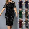 Vestiti nuovi eleganti patchwork in maglia elegante per donne abiti sexy sequestri sexy party vestidos solido abito midi abito midi