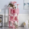 Arranhadores 54,5 "Árvore para gatos de condomínio duplo com torre para arranhar brinquedos para gatos, casa na árvore, móveis para gatos