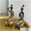 Objetos decorativos estatuetas objetos decorativos estatuetas resina preto feminino castiçal africano estátua exótica decoração interior d dhhye