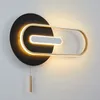 Wall Lamp Nordic Indoor Led With Switch Bedroom Light Home Living Room Background Sofa Deco Black Gold Luminaria