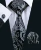Cravatta da uomo nera Paisley 100 seta classica BarryWang cravatta Hanky gemelli set per uomo festa di nozze formale sposo Sell3806297