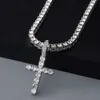 Hangerkettingen Hangerkettingen Kruishanger Hiphopketting 4 mm 5 mm Vvs Moissanite Diamanten Tennisketting 925 Zilver voor Dames Heren Sieraden 240302