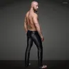 Damenhöschen Männer Sexy Wetlook Kunstleder Dessous Exotische Hosen PU Latex Catsuit Reißverschluss Schritt PVC Clubwear Gay Fetisch Leggings Zentai