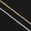 Kolye Kolyeler Juncheng 2mm Gra VVS Moissanite S925 925 STERLING Gümüş 10K 14K Altın Kaplama Zinciri Tenis Kolye Erkek Kadın Toptan 240302