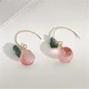 Boucles d'oreilles d'été charmantes pour femmes, fruits de pêche, Style coréen, jolie fille, mode tempérament, bijoux féminins, cadeaux