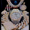 Orologi meccanici in acciaio inossidabile ghiacciati Hip Hop Moissanite VVS Moissanite di lusso personalizzati di fascia alta con diamanti da uomo