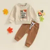 Giyim Setleri Toddler Bebek Erkek Şükran Günü Kıyafetleri Türkiye Mektubu Baskı Uzun Kollu Kazak Sweatshirt Top Jogger Pants Seti