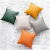 Cushion/Decorative Pillow Pillow Home Decoration Faux Leather Er Green Orange Brown Black 45X45Cm Woven For Couch Sofa Chair Living Ro Dheks