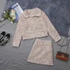 Suits Spring And Autumn New Pink Tweed Female Coat For Women Suits Skirt Elegant Socialite Small Fragrance Wind Suit Twopiece Set