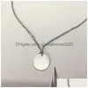 G---- Round Necklace Female Stainless Steel Couple Chain Pendant Heart Earring Jewelry On The Neck Gift For Girlfriend Accessories Dro Dhhdj