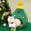 Scratchers Christmas Tree Cat House | Xmas hund katt säng hus | Bärbar mjuk boet träd form husdjur inomhus hus katt grotta tält skräp kattmatta