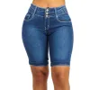 ジーンズショートジーンズミッドライズ女性ショートパンツフライショートジーンズ膝の長さの女性ショーツ伸縮性デニムショーツレディースズボンパンタロン