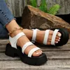 Sandaler 2023 Kvinnor Sandaler Buckle Platform Wedge Sandaler för kvinnor Dressy Summer Plus Size Concise Ladies Shoes Flat Sandals T240302