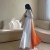 Etnik Giyim Abaya Müslüman Kadınlar Açık hırka şifonu pileli uzun maxi elbise kimono hindi Arap Robe İslam Eid Ramazan Dubai Femme