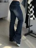 Bot y2k düşük bel parlama kot pantolon mavi kadın pantolon bootcut cepler gyaru kot sokak kıyafetleri pantolon kadınlar için moda kıyafetleri