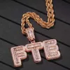 Pendant Necklaces Hip Hop Custom Name Baguette Letter Pendant Necklace Vvs With Free Rope Chain Gold Silver Bling Men Pendant Jewelry