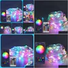 Sacs de rangement Nouveaux sacs de rangement LED guirlandes lumineuses couleur de rêve chaîne de noël avec télécommande pour chambre à coucher arbre de fête livraison directe H Dhmr2