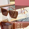 2024 Summer Beach MIU Logo Sunglasses for Men Women Dark Brown Square Acetate Frame Beach Vacation Sunglasses SUM07S