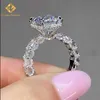 Anel de noivado luxuoso com corte esmeralda, diamante de laboratório 10k, ouro sólido, moissanite, aliança de casamento, diamantes, design personalizado