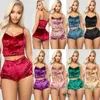 Top Designer Vrouwen Sexy Fluwelen Pyjama Sets Dames Kant V-hals Crop Tops Shorts Pak 2 Stuks Meisje Nachtkleding Nachtkleding Lingerie